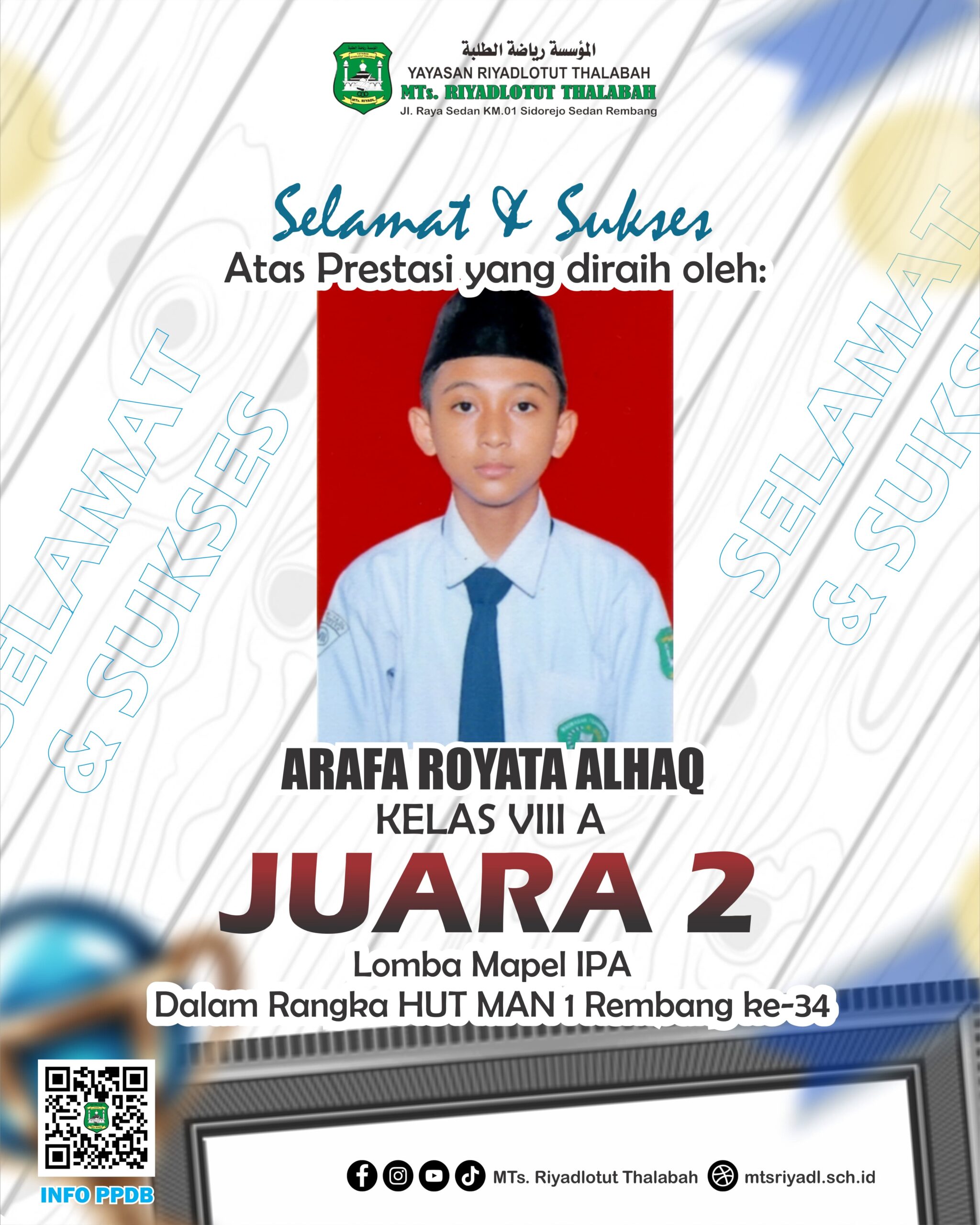 Delegasi MTs MTs Riyadlotut Thalabah (Juara 1)